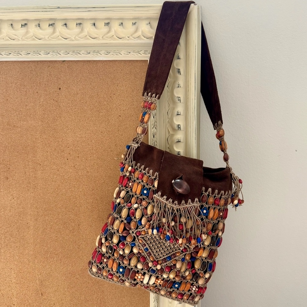 Vintage Boho Beaded Shoulder Bag
